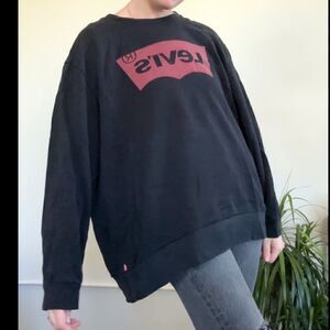 Levi's Sweatshirt Women's XXL Pullover black Long Sleeve Crew Neck
